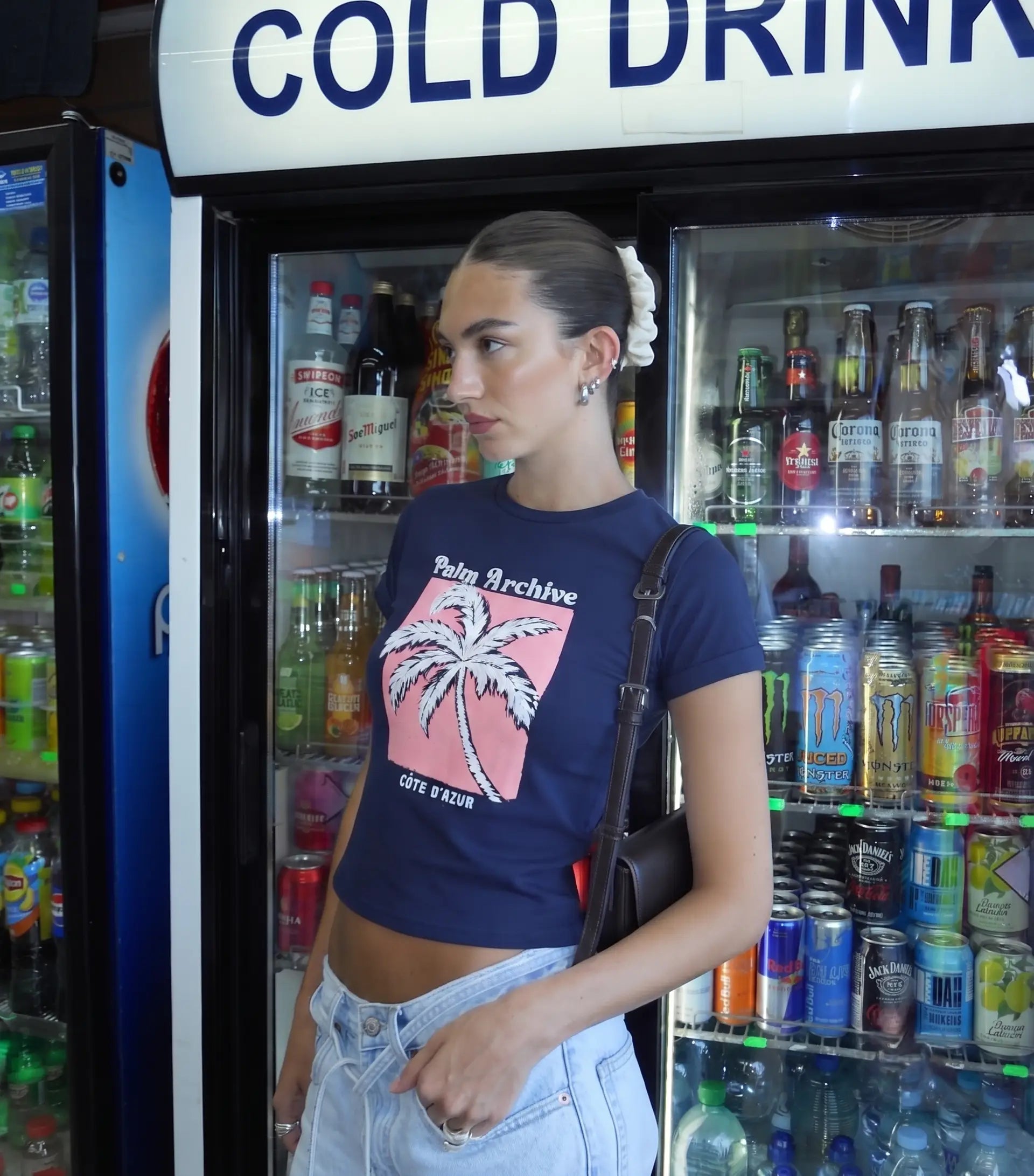 % 100 Kalın Pamuklu Relaxed/Rahat Kalıp Crop Baskılı Örme T-Shirt