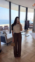 Beli Lastikli İnce Saten Pantolon