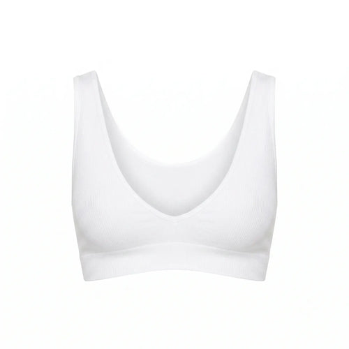 Beyaz Seamless/Dikişsiz Balensiz Kapsız Kalın Askılı Bralette
