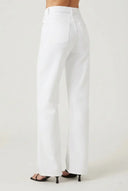 Beyaz Yüksek Bel Wide Leg Geniş Paça Beyaz Jeans
