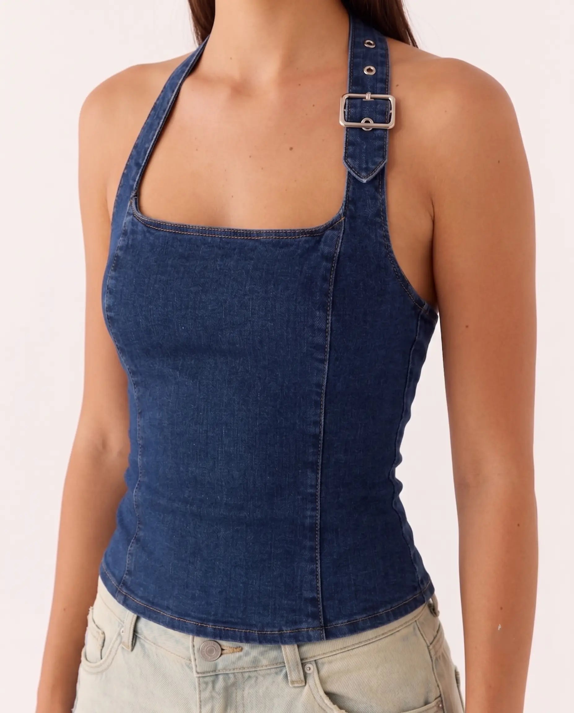Denim Crop Bluz
