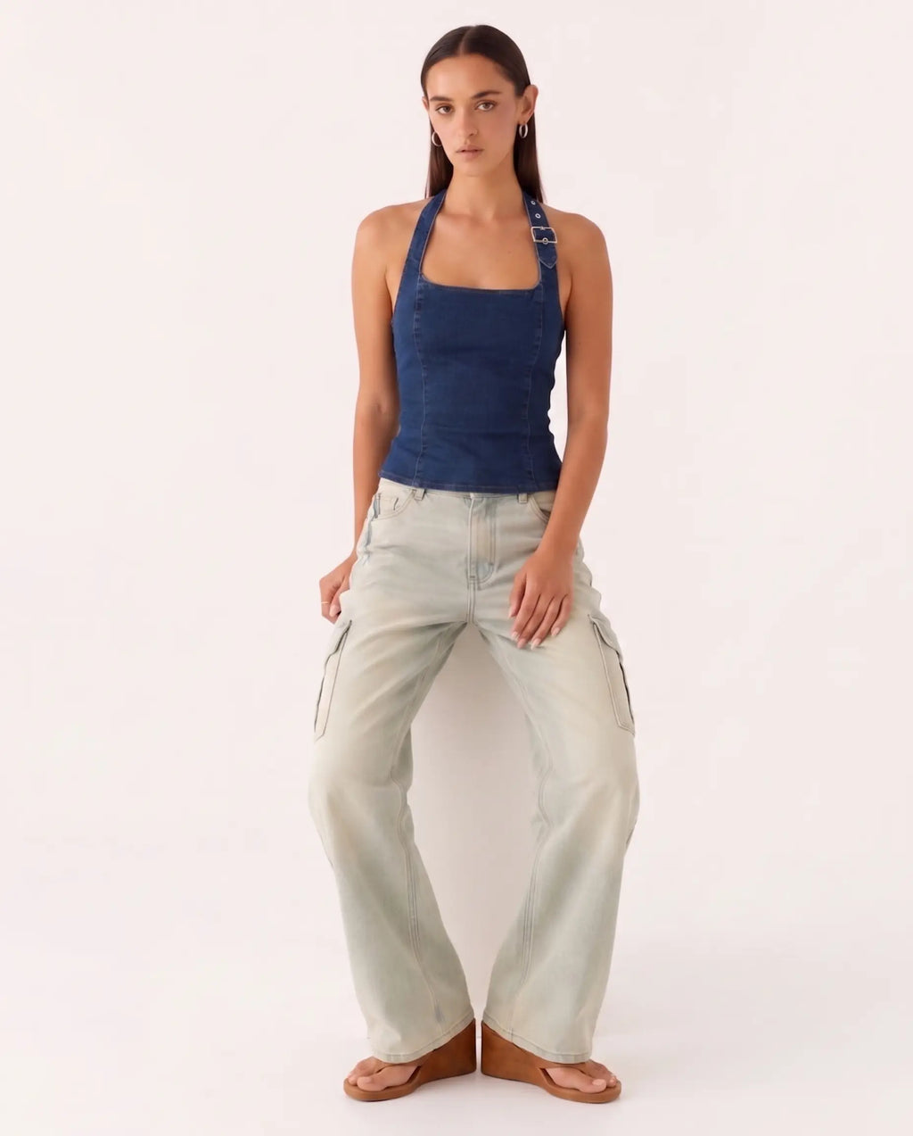 Denim Crop Bluz