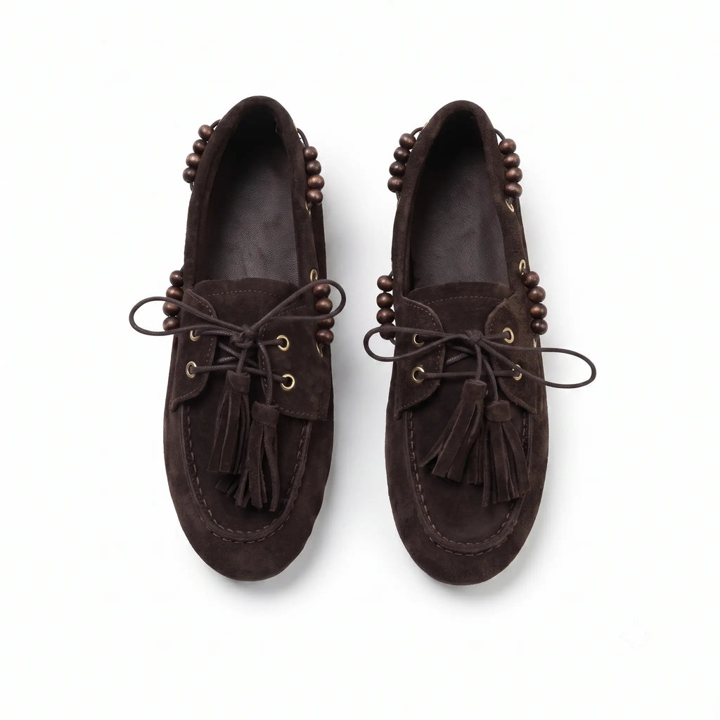 Hakiki Süet Bağcık Detaylı Kadın Loafer