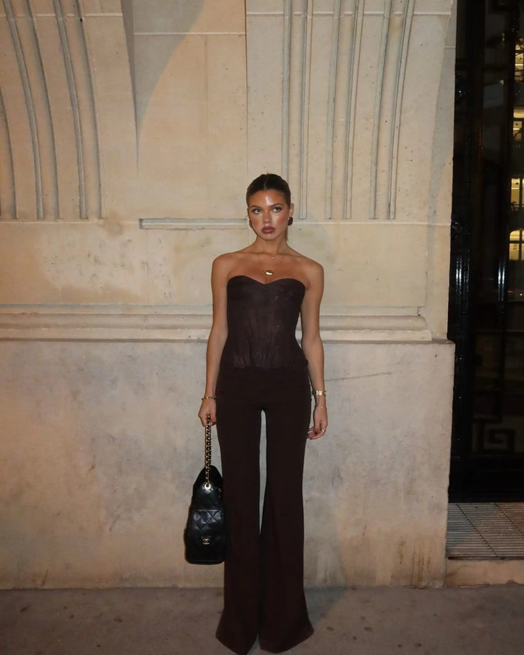 Kahverengi Wide Leg/Geniş Paça Kumaş Pantolon