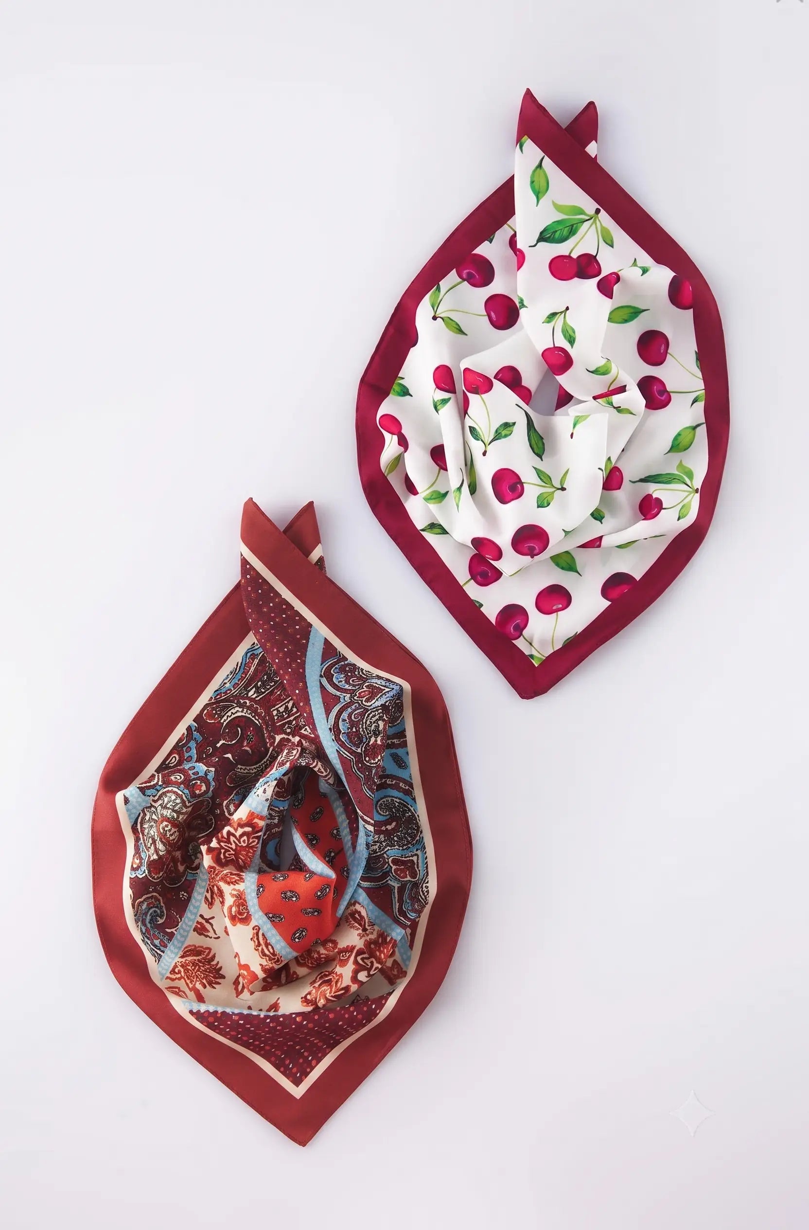 Kırmızı Desenli 50*50 cm 2’li Paket Fular Aksesuar