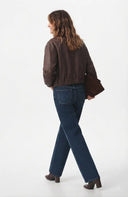 Koyu Mavi Yüksek Bel Orta Esnek Wide Leg Jeans