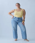 Mavi Yüksek Bel Geniş Paça/ Wide Leg Comfort/Orta Esnek Büyük Beden Jeans