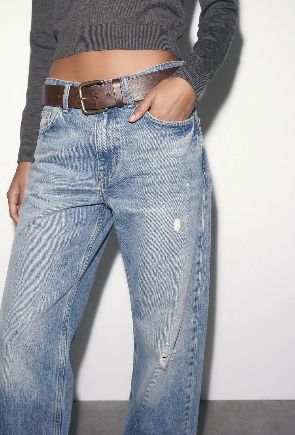 Mavi Yüksek Bel Wide Leg Jeans
