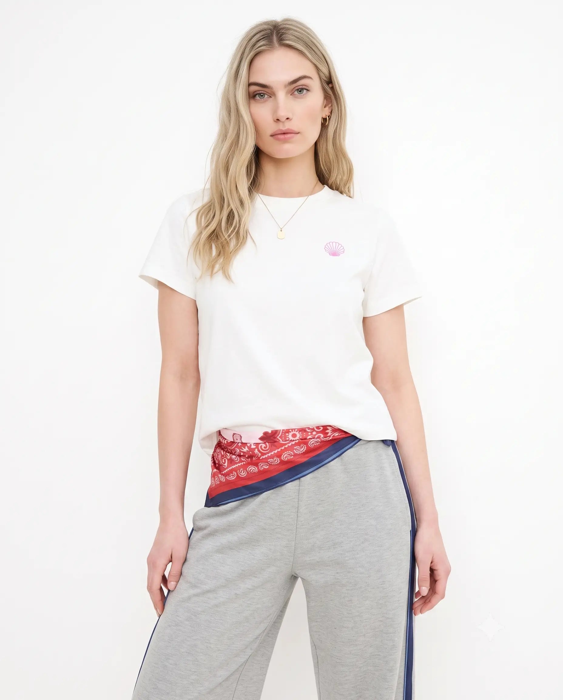 Nakışlı Regular Bisiklet Yaka Standart Kol Kısa % 100 Pamuk Örme T-Shirt - Bej / XS