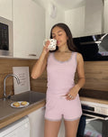Pembe Gül Detaylı Pamuklu Pijama Takımı