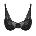 Siyah Dantel Tül Detaylı İp Askılı Kapsız T-Shirt Bra
